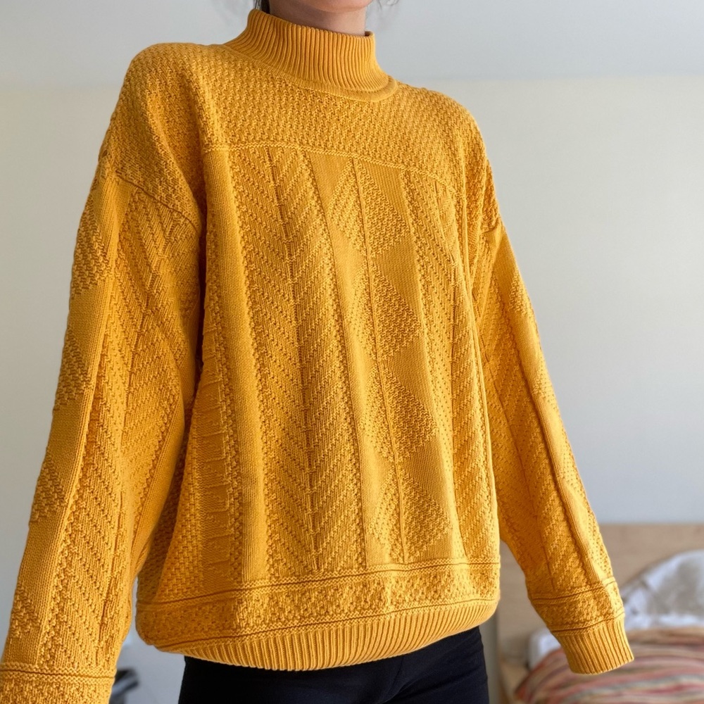 SOLD - Bright Yellow Vintage Turtleneck Sweater